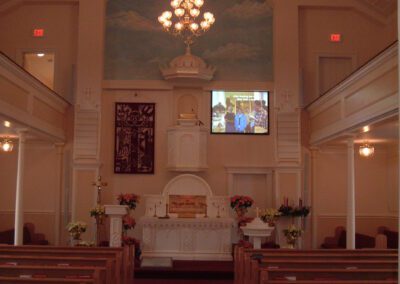 Pews in a church.